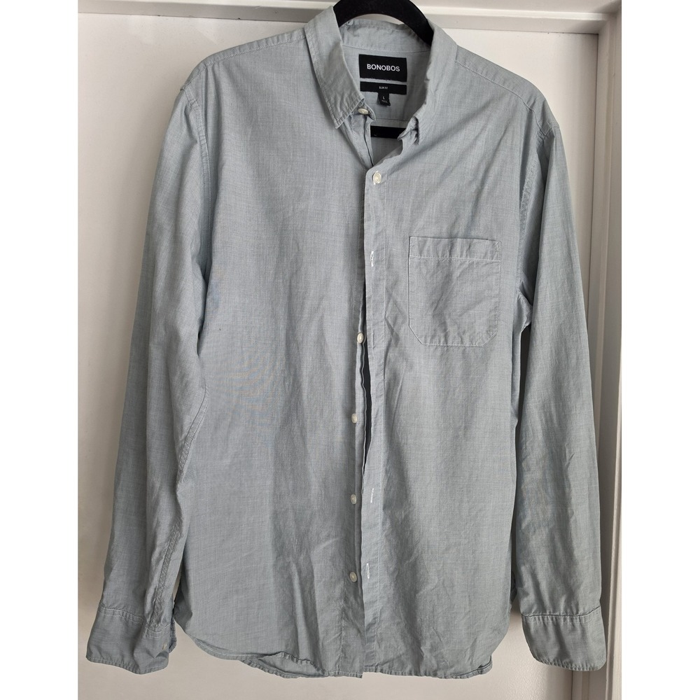 Bonobos Men's Button-Down Shirt Size L Blue Cotton Casual